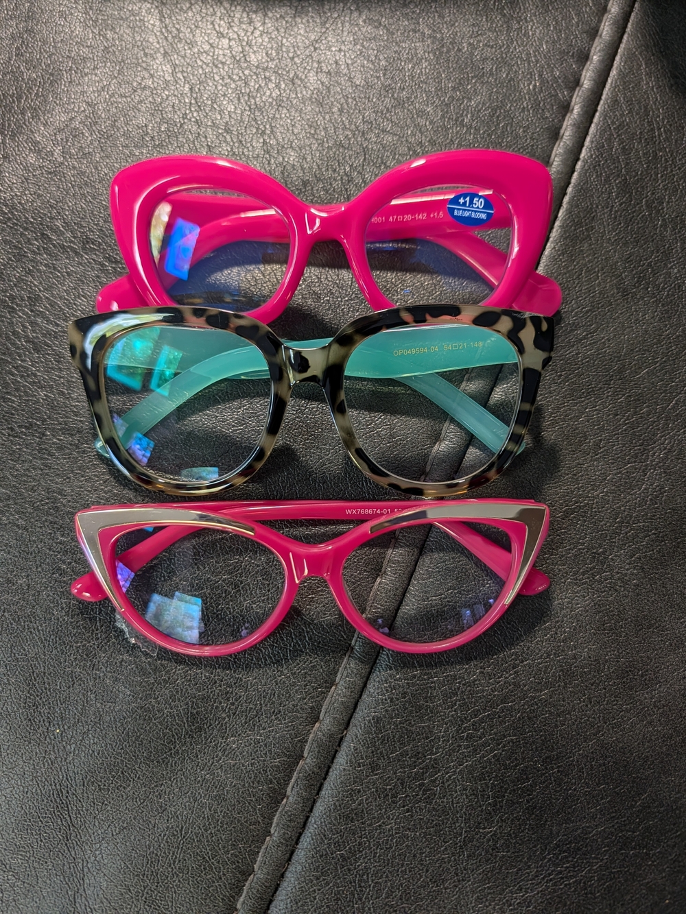 Set Of 3 Women's Oversized, Colorful Cat Eye Reading Glasses 1.50